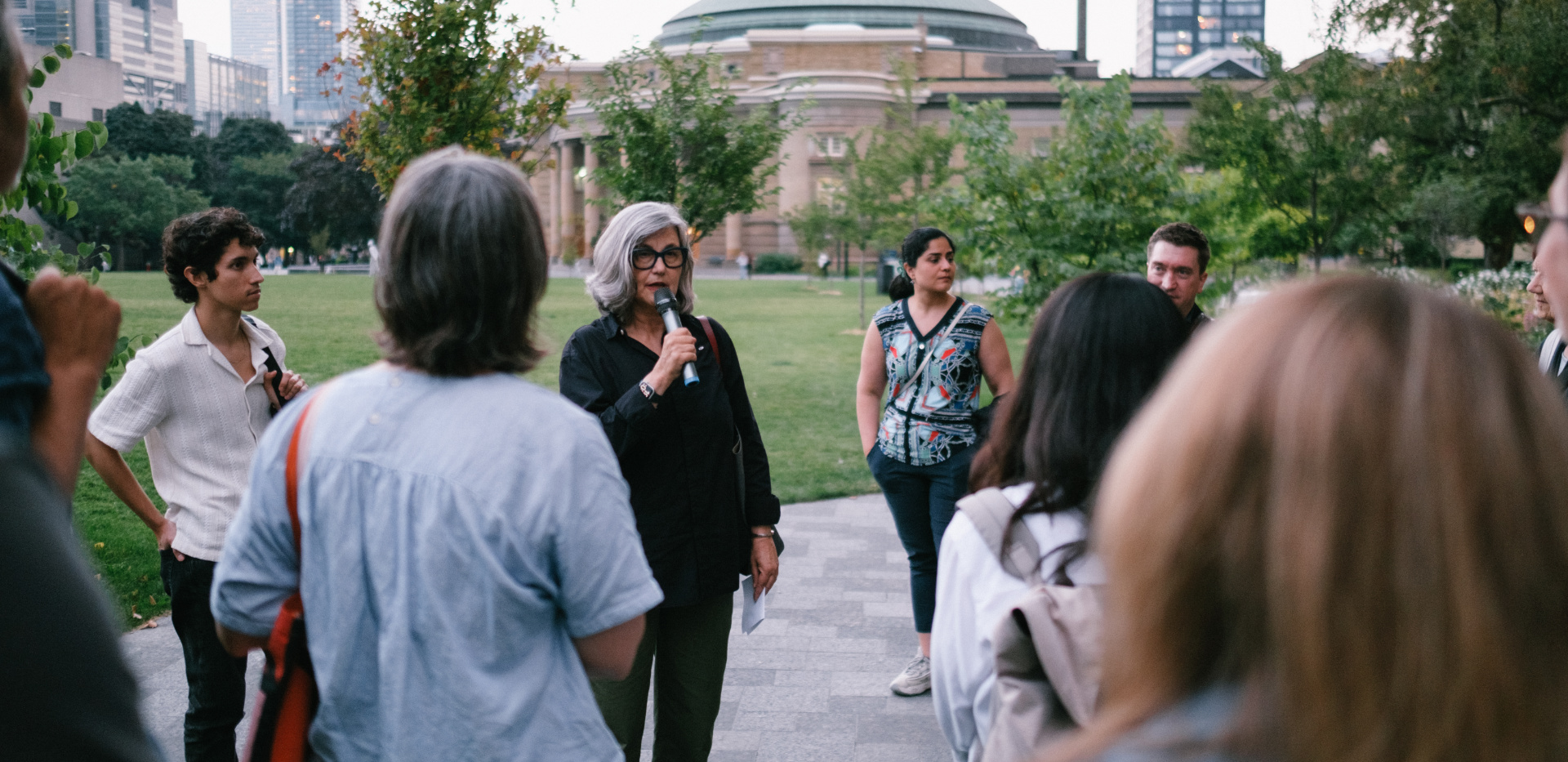 KPMB founding partner Shirley Blumberg leading tour of Landscape of Landmark Quality project