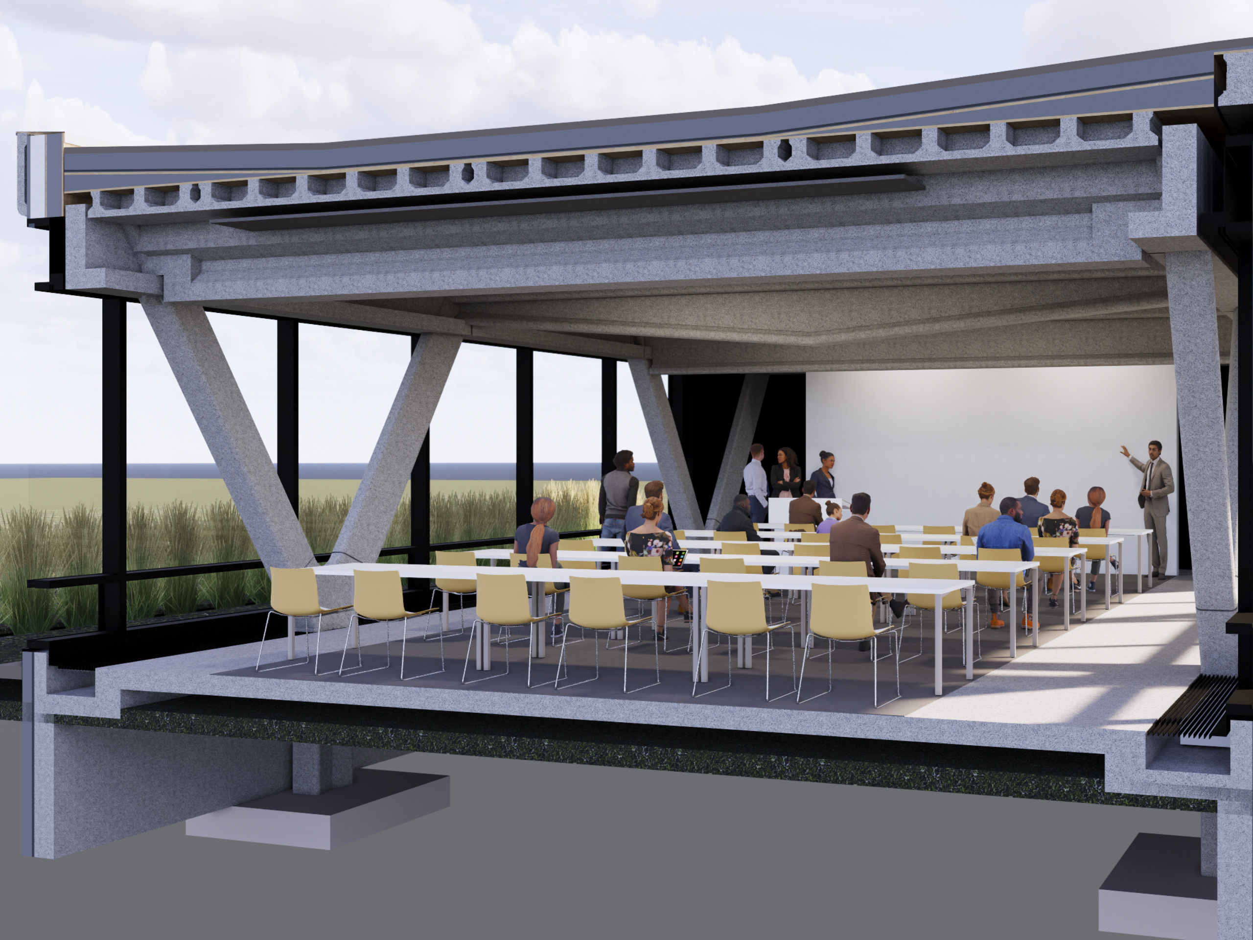 Cutaway image of low-carbon concrete pavilion