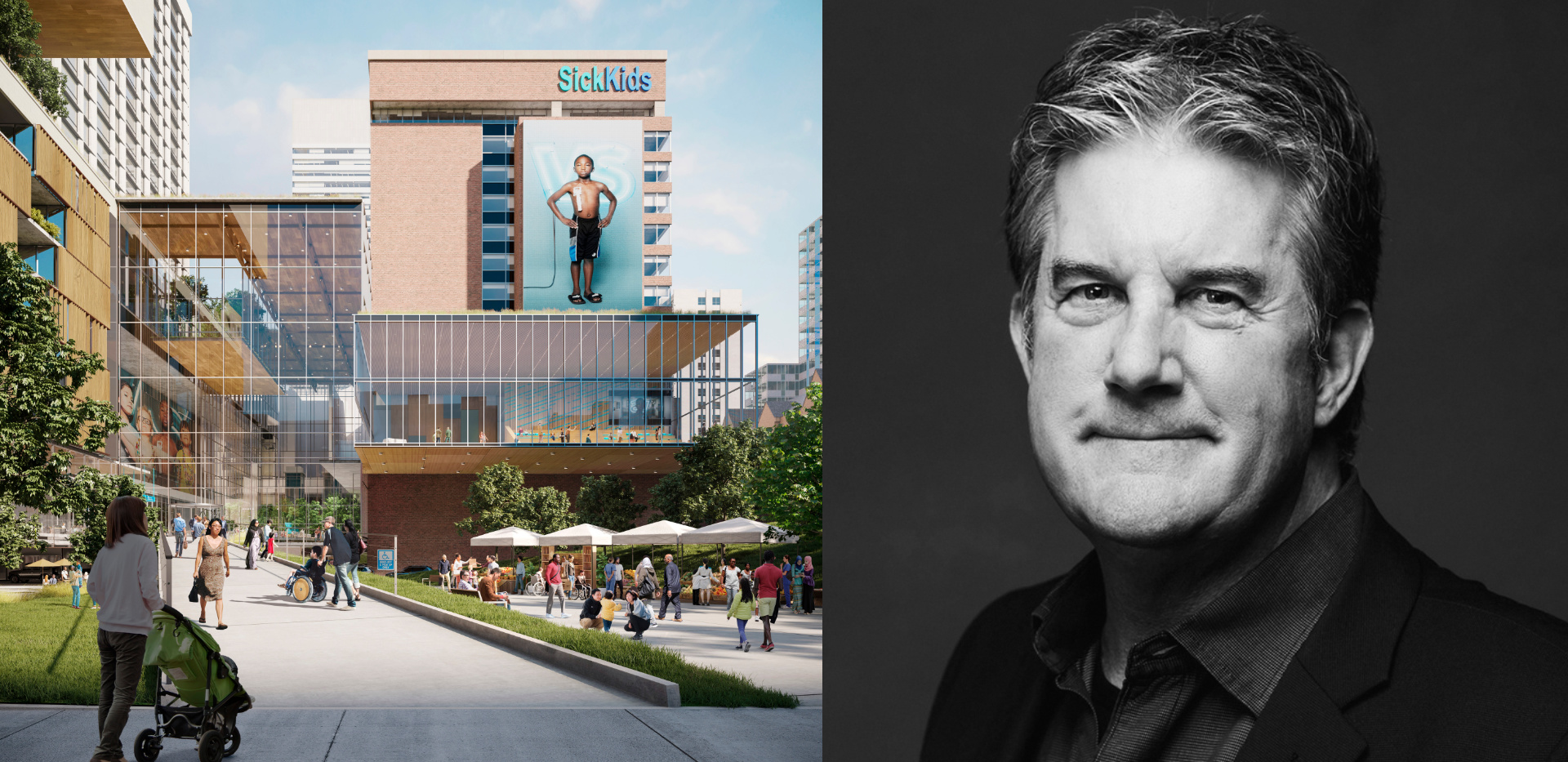 Composite image of SickKids and KPMB partner Mitchell Hall